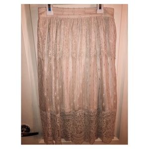 Light Pink Lace High Waisted Maxi/Midi Skirt.